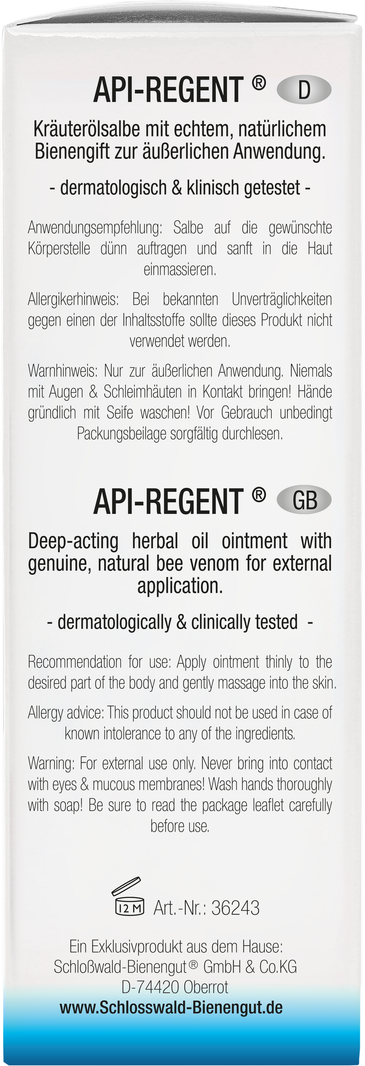 API-REGENT® BLAU Bienengift-Salbe kühlend, 50 ml